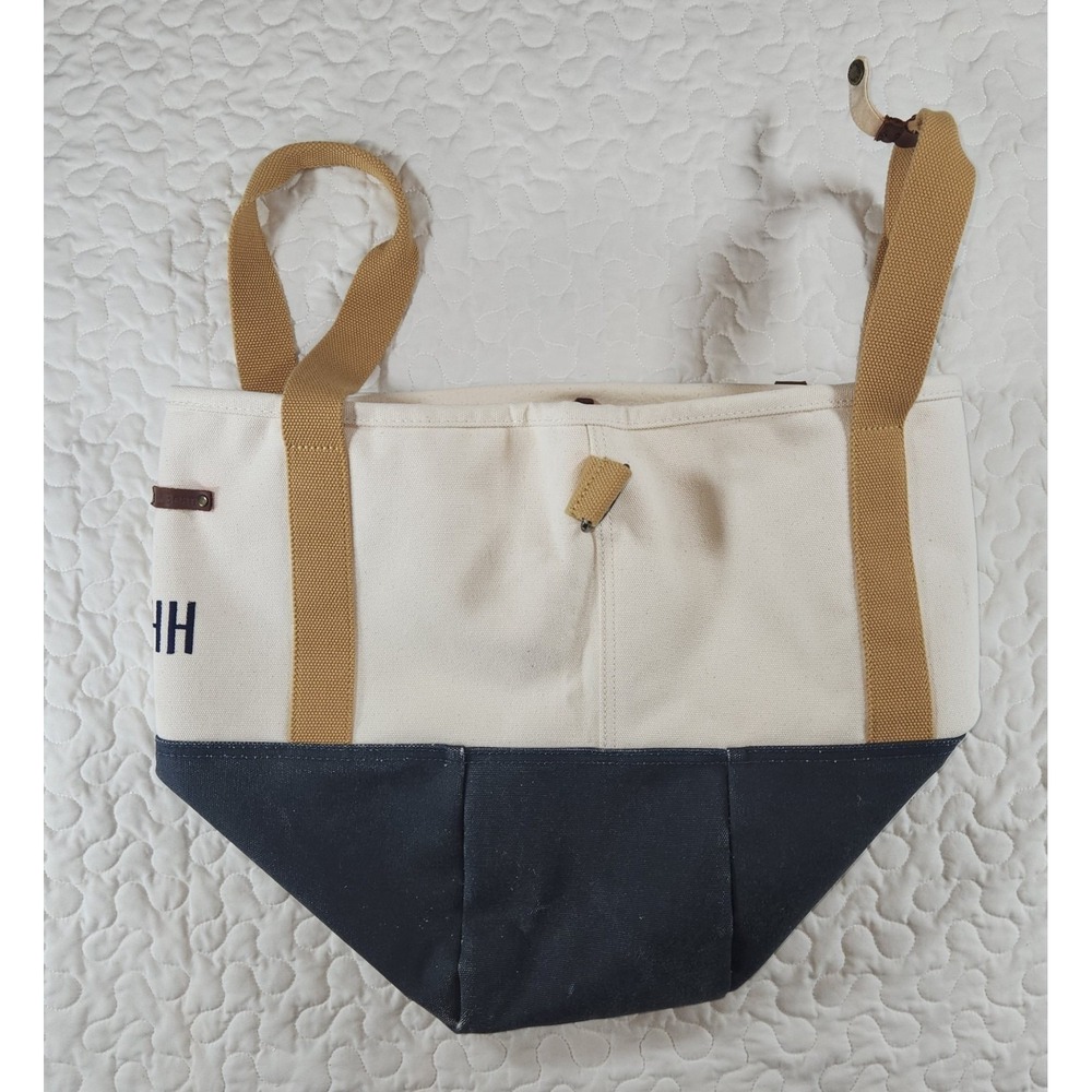 L L Bean Nor'easter Tote Navy/Creme Weather Resistant Boat Bag/Strap CLEAN BIG - Picture 14 of 14